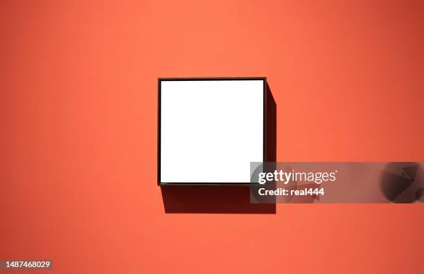 empty picturer frame on wall - chinese red wall stock pictures, royalty-free photos & images