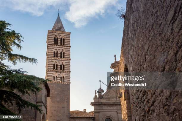 italy, lazio, viterbo, bell tower of palazzo dei papi - viterbo foto e immagini stock