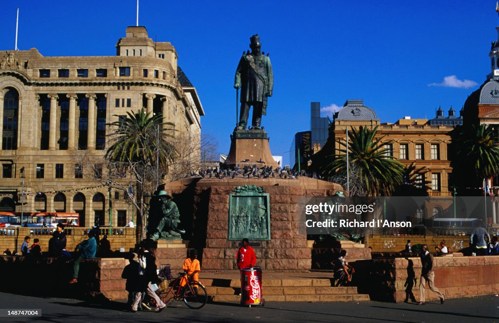 A statue of Paul Kruger, a leader of the Boers, in Church Square