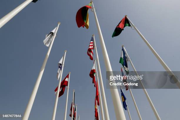 Flags of the various countries represented in the Dubai Expo 2020. United Arab Emirates..