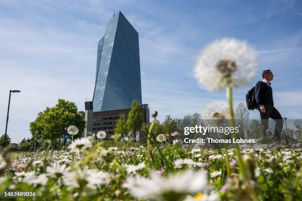 The headquaters of the European Central Bank pictured on May 04, 2023 in Frankfurt, Germany. Europe continues to struggle with high inflation, which...