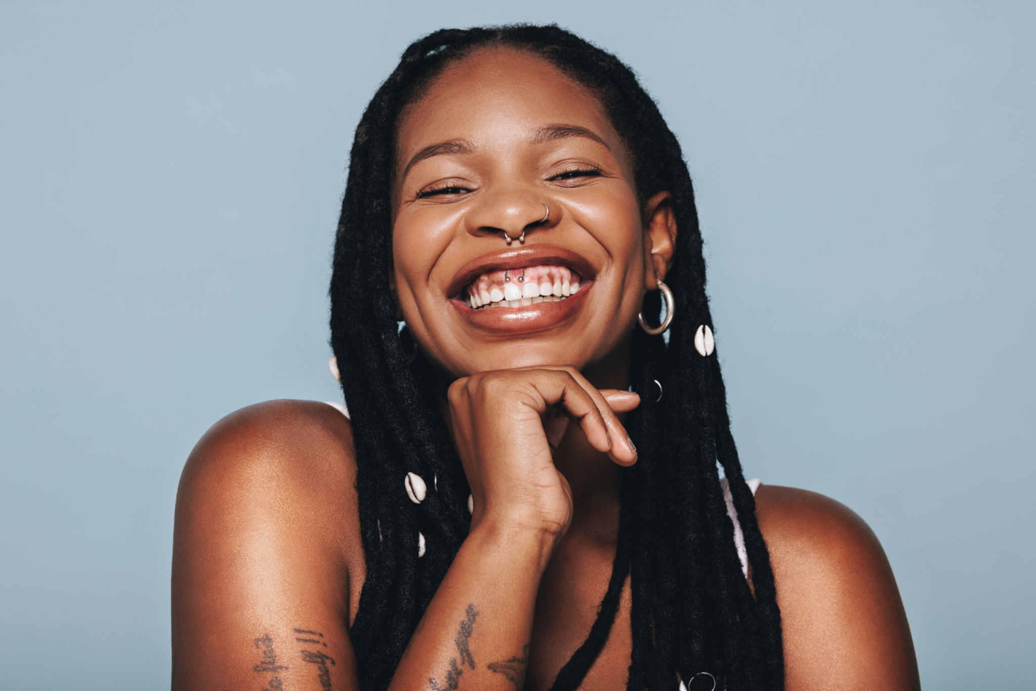 happy person with piercings