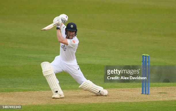 Nick Gubbins of Hampshire hits runs during Day One of the LV= Insurance County Championship Division 1 match between Hampshire and Warwickshire at...