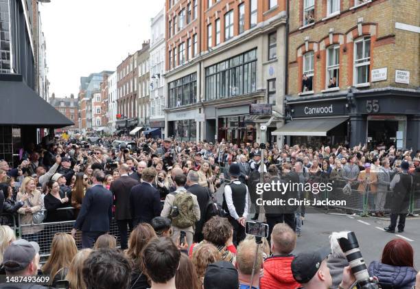 General view of Prince William, Prince of Wales and Catherine, Princess of Wales visiting the Dog & Duck Pub during their visit to Soho on May 04,...