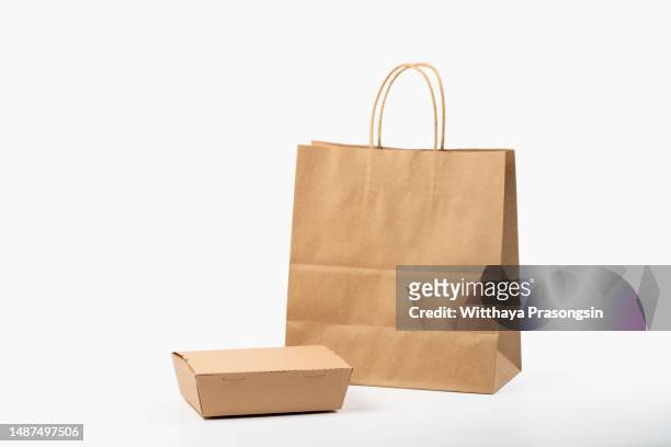 mockup food takeaway packaging - shopping bag stock photos et images de collection
