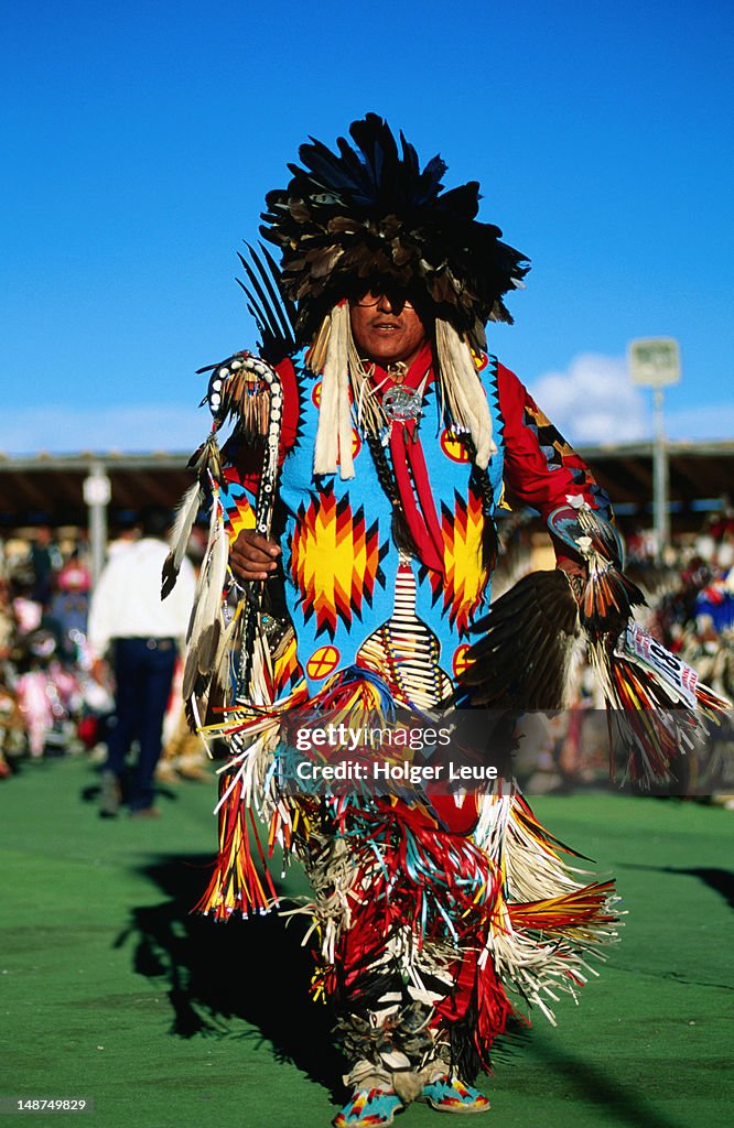 Native American at pow wow, North American Indian Days.