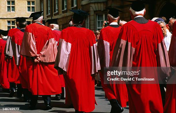 university dignitaries in academic robes. - oxford universität stock-fotos und bilder