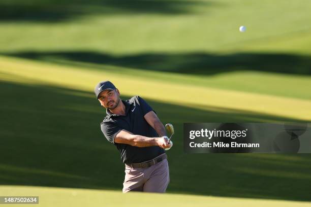 Jason Day of Australia plays a shot on the 14th hole during the first round of the Wells Fargo Championship at Quail Hollow Country Club on May 04,...