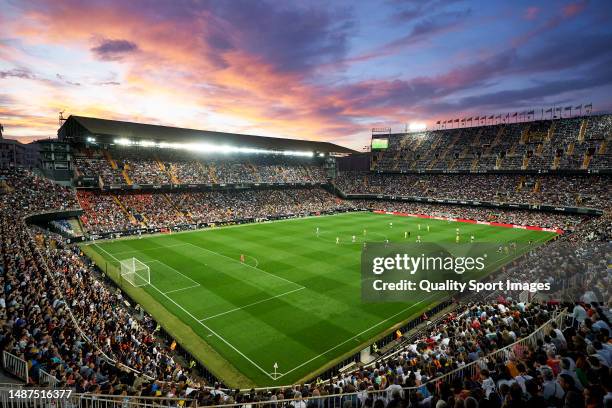 General view of play during the LaLiga Santander match between Valencia CF and Villarreal CF at Estadio Mestalla on May 03, 2023 in Valencia, Spain.