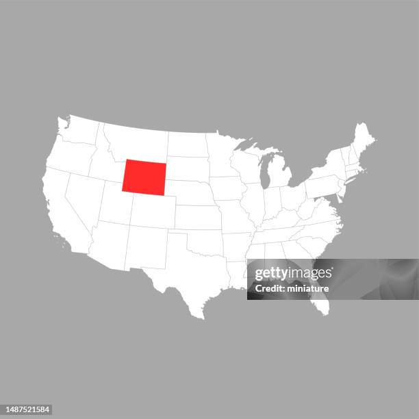 ilustraciones, imágenes clip art, dibujos animados e iconos de stock de mapa de wyoming - wyoming