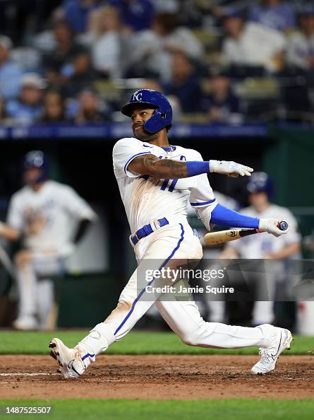 Maikel Garcia of the Kansas City Royals bats during the game against ...