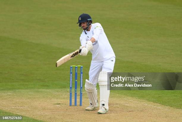 James Vince of Hampshire picks up runs during Day One of the LV= Insurance County Championship Division 1 match between Hampshire and Warwickshire at...