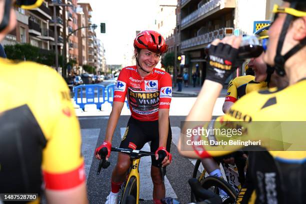 Stage winner Marianne Vos of The Netherlands and Team Jumbo-Visma - Red Leader Jersey reacts after the 9th La Vuelta Femenina 2023, Stage 4 a 133.1km...