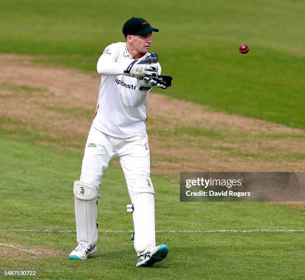 Peter Handscom of Leicestershire catches the ball during the LV= Insurance County Championship Division 2 match between Derbyshire and Leicestershire...