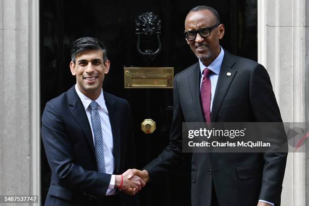 President of Rwanda Paul Kagame meets British Prime Minister Rishi Sunak at Downing Street on May 04, 2023 in London, England. A series of foreign...