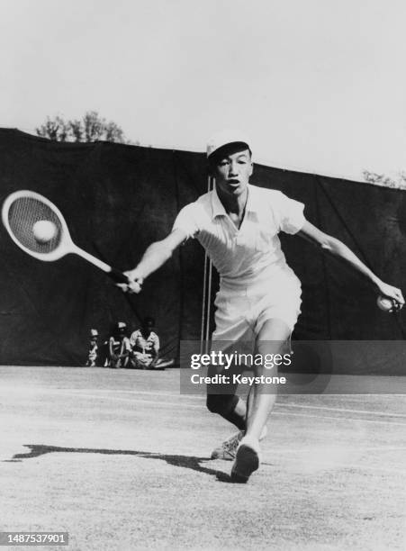 Atsushi Miyagi plays a volley during his quarter-final match against Sven Lennart Bergelin at the Indian International Championships, Calcutta,...