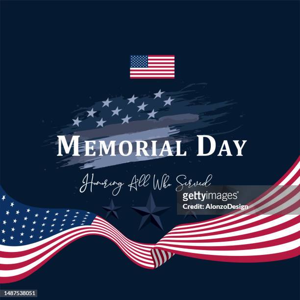 memorial day greeting poster with usa flag. remember and honor. united states flag. logo concept design. - respect background stock illustrations