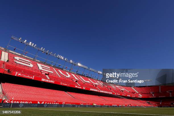 General view inside the stadium prior to the LaLiga Santander match between Sevilla FC and RCD Espanyol at Estadio Ramon Sanchez Pizjuan on May 04,...