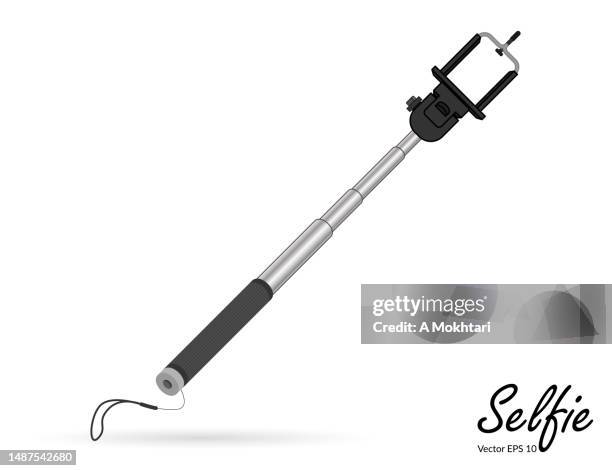 monopod, selfie. - selfie stick stock illustrations