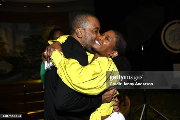 Lee Daniels and LaChanze attend the 76th Annual Tony Awards Meet The Nominees Press Event At Sofitel New York at Sofitel New York on May 04, 2023 in...