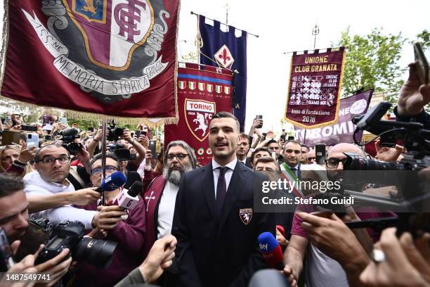 Alessandro Buongiorno of Torino FC during the 74th Anniversary Of the Superga Air Disaster on May 4, 2023 in Turin, Italy. Fans, players and staff of...