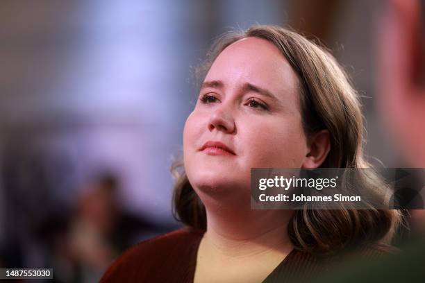 Ricarda Land, head of Buendnis90/ Die Gruenen Germany's green party participates in a political party heads debate at the Ludwig Ehrhard Summit on...