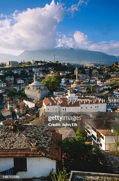 city buildings with mountains in background viewed from south. - safranbolu turkey stock pictures, royalty-free photos & images