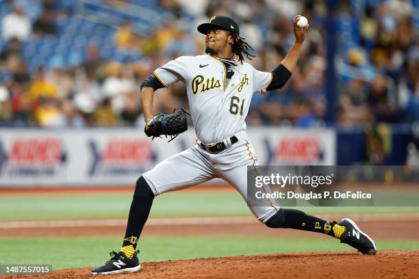 Jose Hernandez of the Pittsburgh Pirates throws a pitch during the fourth inning against the Tampa Bay Rays at Tropicana Field on May 04, 2023 in St...