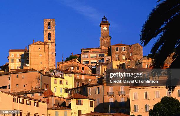 old town at sunrise (french perfume capital), alpes-maritimes region. - grasse imagens e fotografias de stock