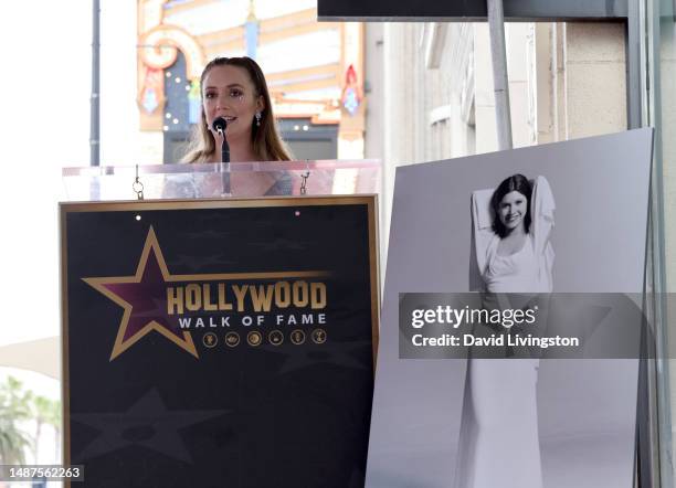 Billie Lourd speaks onstage during the ceremony for Carrie Fisher being honored posthumously with a Star on the Hollywood Walk of Fame on May 04,...