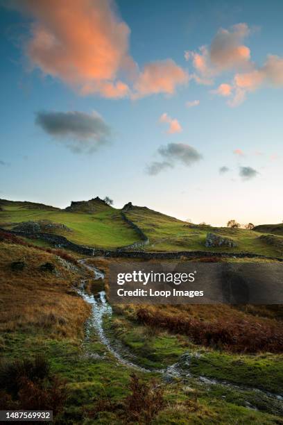 Bridleway snaking across Black Fell near Ambleside.