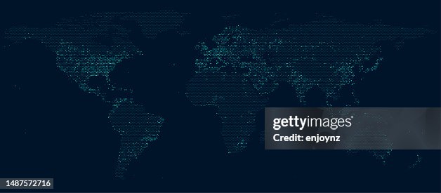 World map with data halftone overlay World map with data halftone overlay