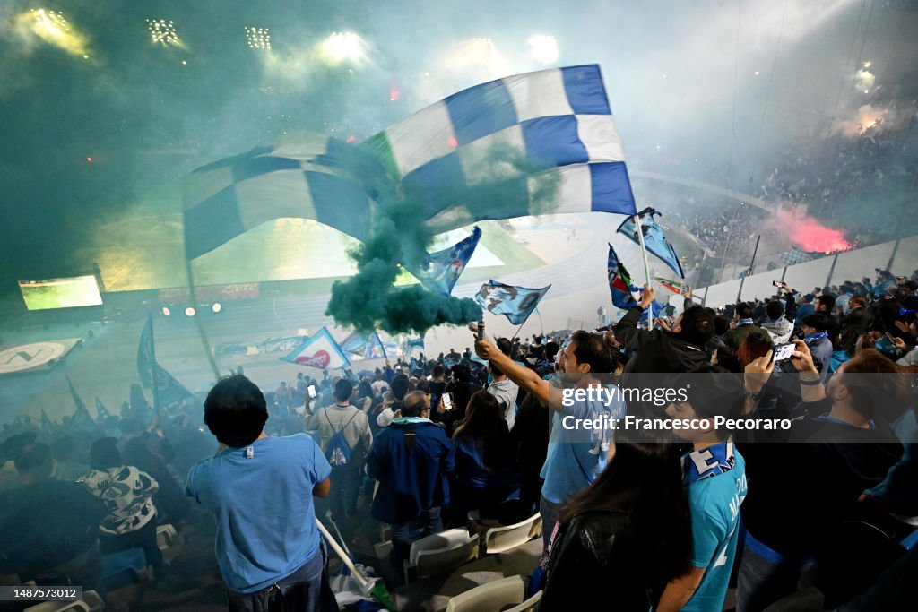 Napoli Fans Celebrate Winning Serie A