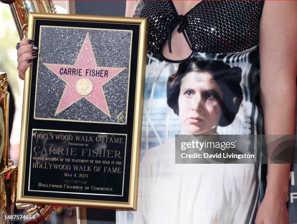 Billie Lourd, dress detail, attends the ceremony for Carrie Fisher being honored posthumously with a Star on the Hollywood Walk of Fame on May 04,...