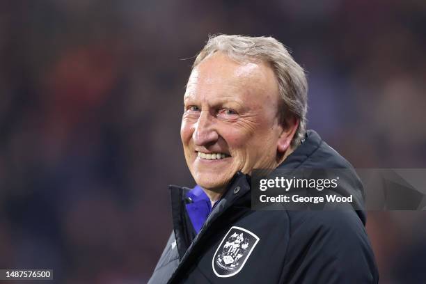 Neil Warnock, Manager of Huddersfield Town, reacts the Sky Bet Championship between Huddersfield Town and Sheffield United at John Smith's Stadium on...