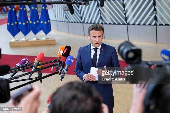 Emmanuel Macron answering questions in a media interview