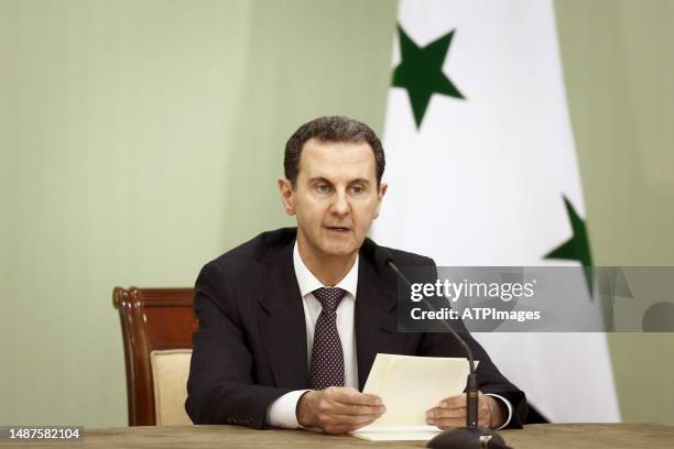 Syria's President Bashar al-Assad, seen during the Signing of the comprehensive program of strategic and long-term cooperation between Iran and...