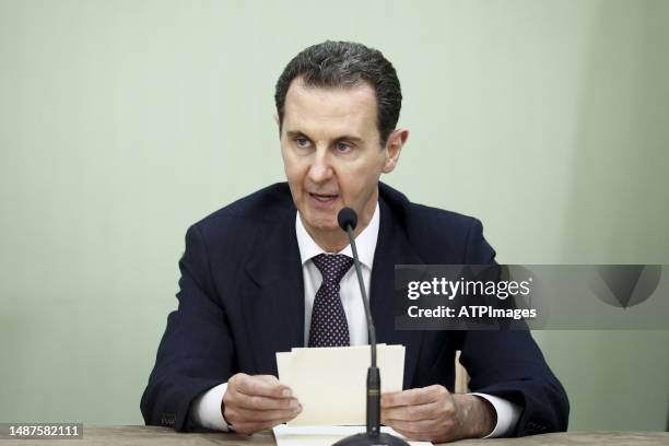 Syria's President Bashar al-Assad, seen during the Signing of the comprehensive program of strategic and long-term cooperation between Iran and...