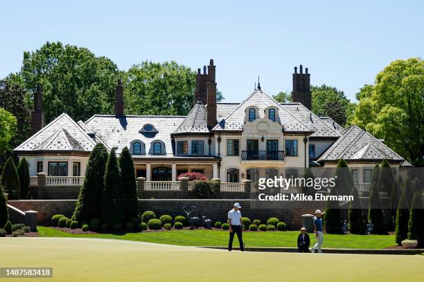 Jordan Spieth of the United States stands on the seventh green during the first round of the Wells Fargo Championship at Quail Hollow Country Club on...