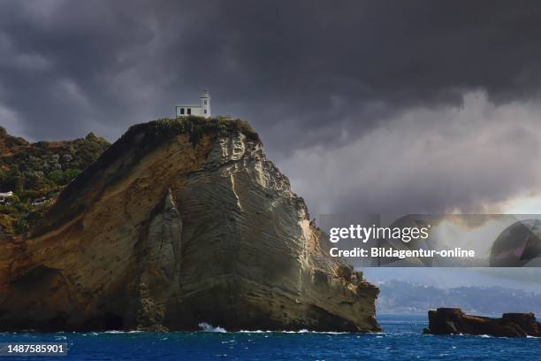 Procida Island, lighthouse, Gulf of Naples, Phlegrean Islands, Campania, Italy.