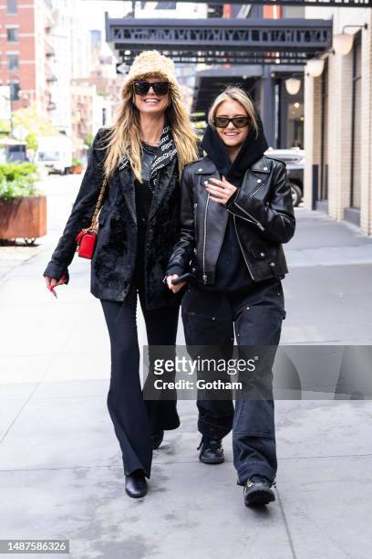 Heidi Klum and Leni Klum are seen in the Meatpacking District on May 04, 2023 in New York City.