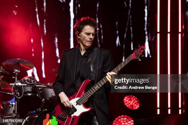 John Taylor of Duran Duran performs at First Direct Arena on May 04, 2023 in Leeds, England.