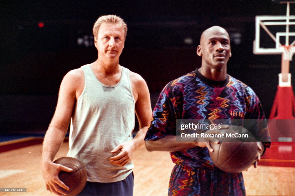 Jordanm R. Bird Award-winning basketball players former Boston Celtics Larry Bird and ...