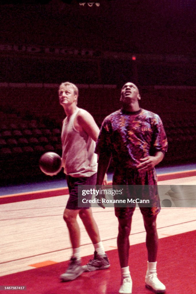 Jordanm R. Bird Award-winning basketball players former Boston Celtics Larry Bird and ...