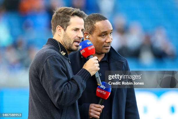 Sky pundits Jamie Redknapp and Paul Ince during the Premier League match between Brighton & Hove Albion and Manchester United at American Express...