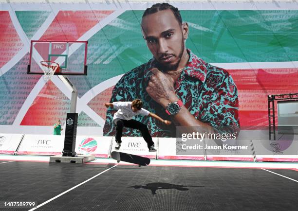 Brand ambassador and skateboarding world champion Jagger Eaton performs a demonstration during the IWC & Laureus Talk with Jagger Eaton, an...