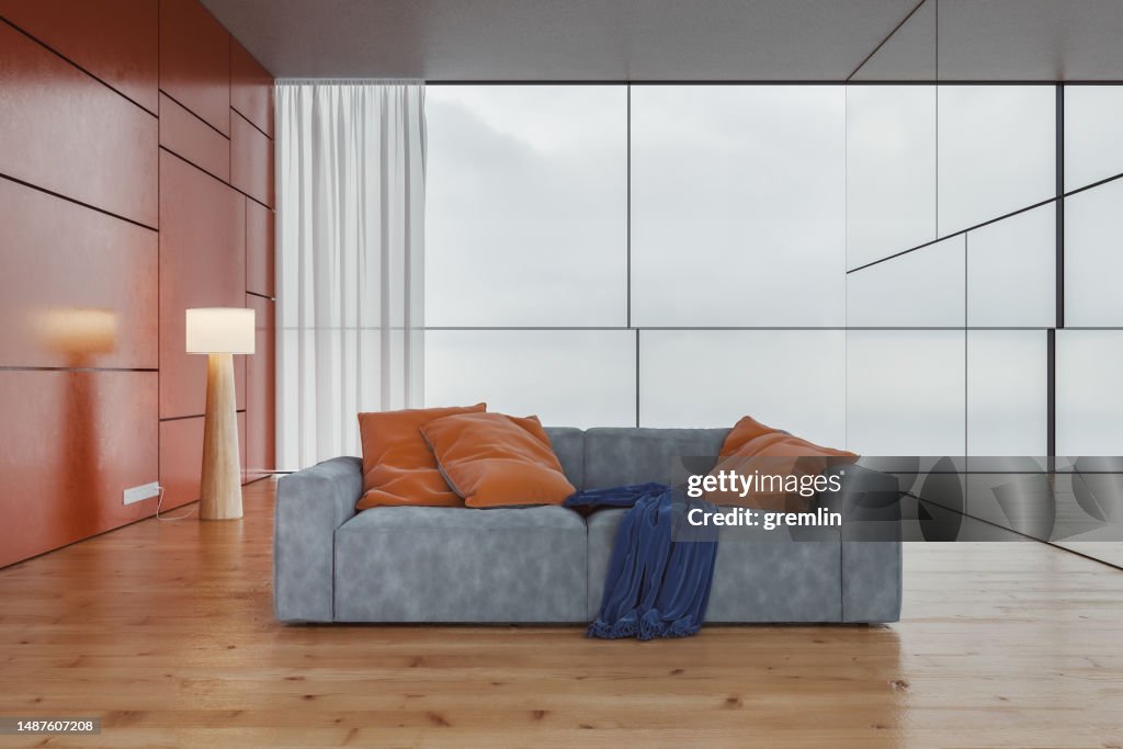 Sala de estar moderna y dispersa