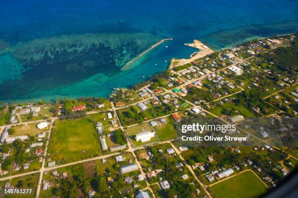 aerial of pangai. - tonga stock pictures, royalty-free photos & images