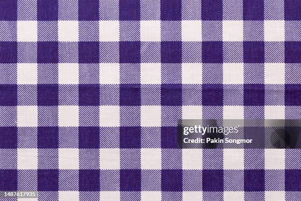 close-up plaid fabric pattern texture and textile background. - checkered table cloth stock pictures, royalty-free photos & images