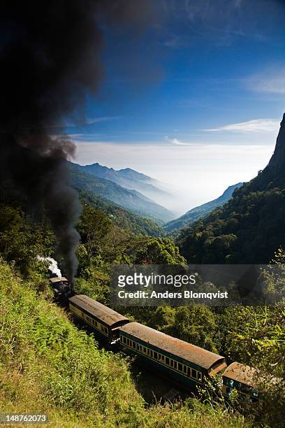 steam-powered miniature train from mettupalayam to udhagamandalam (ooty). - ooty stock pictures, royalty-free photos & images